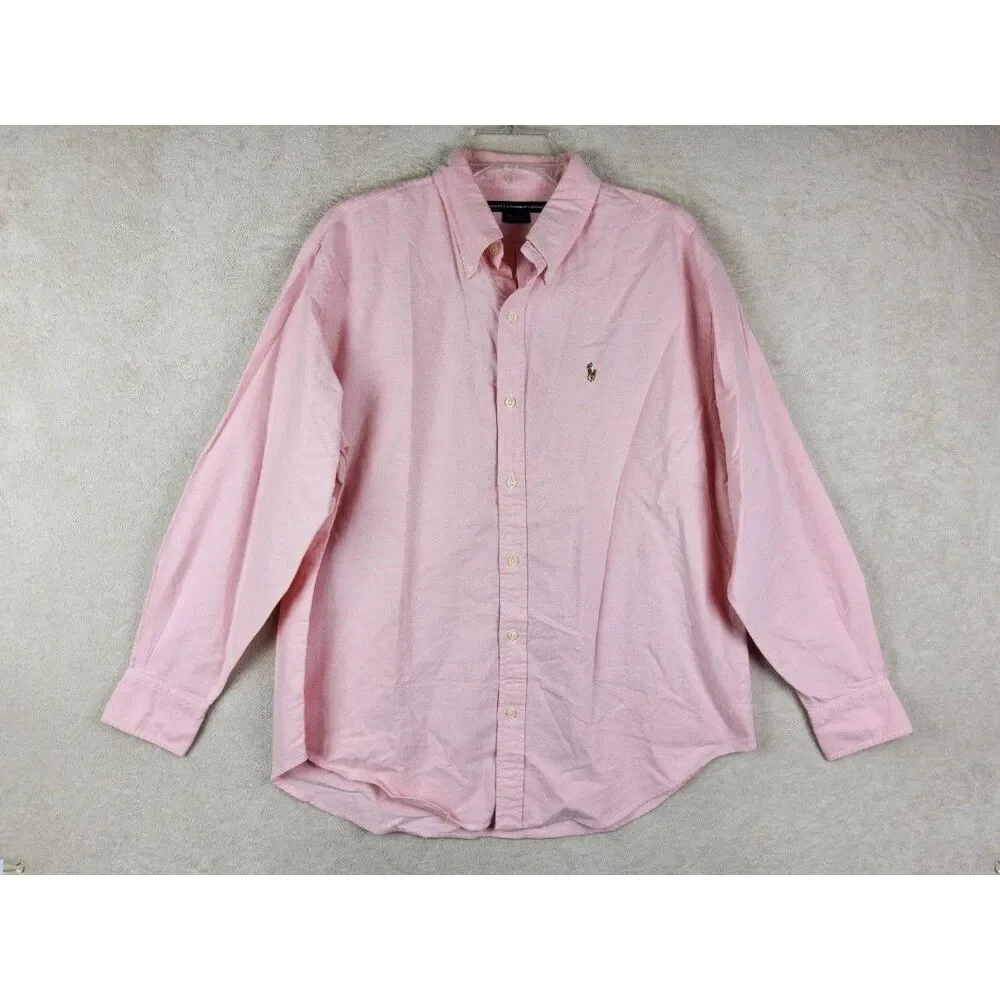 Ralph Lauren Sport Women's Long Sleeve Button Front Shirt Pink Size 14